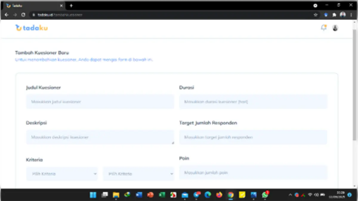 Form Aplikasi Tadaku